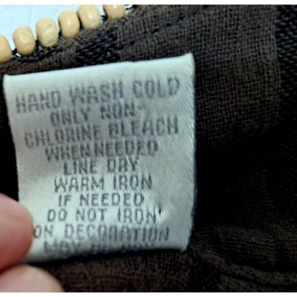 Soft Surroundings L Brown Scoop Neck 3/4 Sleeve Beaded Neckline Tunic Top - Picture 8 of 9